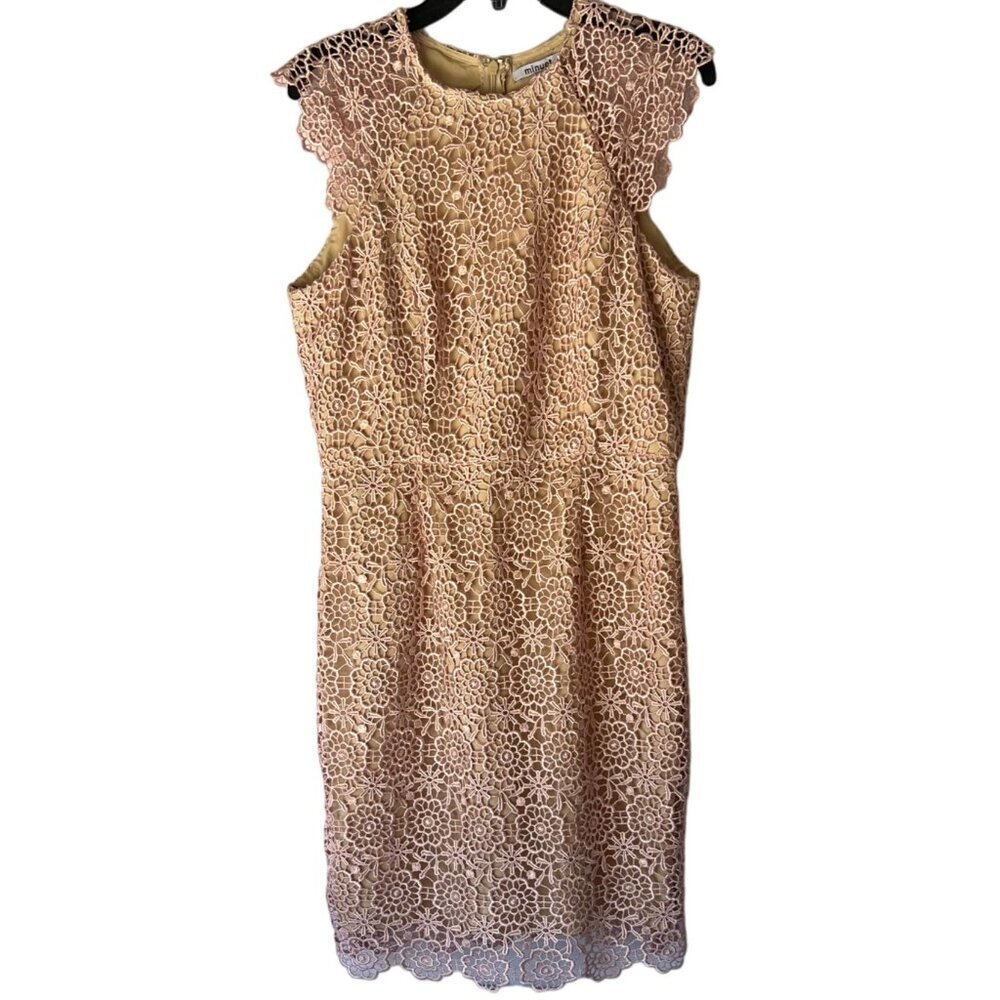 Minuet Lace Rose Gold Dress Cap Sleeves Dress Size Large